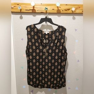 C&B Sleeveless Black and Gold Blouse
